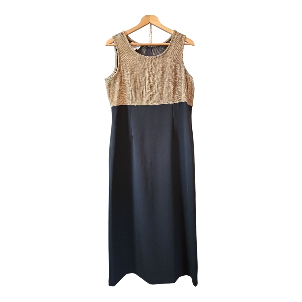 Coldwater Creek Gold Sheath Dress Sleeveless Crew Neck